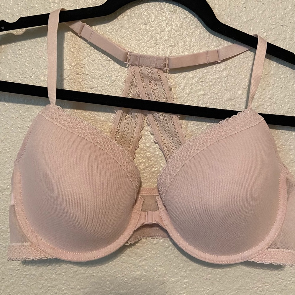 Front Clasp Mesh Lacy Racerback Bra